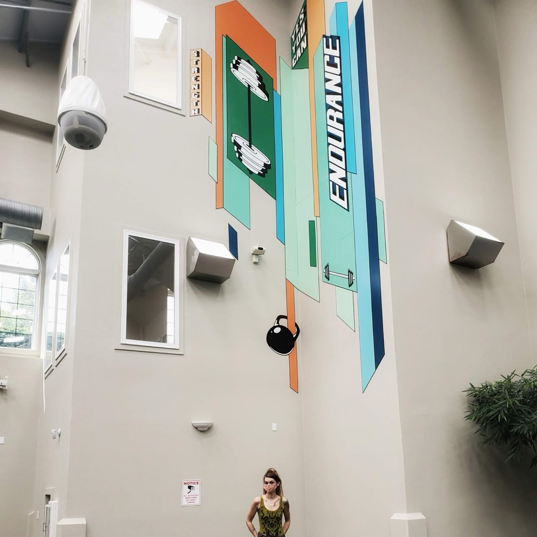 Completed Endurance mural installed on a tall interior wall