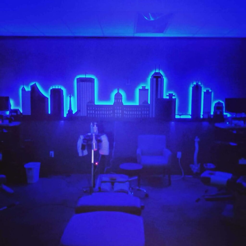 Completed dimensional Indianapolis skyline wall piece